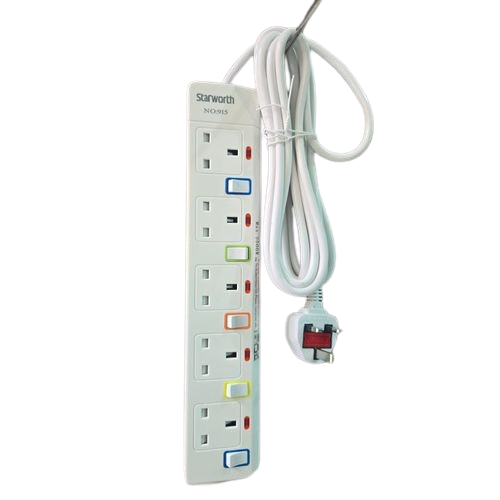 5 m 5‑Way Power Extension | Starworth 5 Way Power Extension With  5 M Long Cable – Long Reach Power Strip, Order now and enjoy extended, reliable power for all your devices!