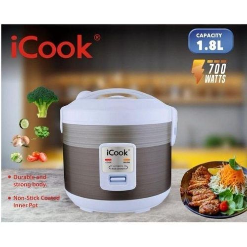 LIMITED TIME OFFER !! iCook 1.8L Rice Cooker + Manual Vegetable Chopper Combo -  Cook fluffy, perfect rice every time while quickly chopping vegetables without extra effort. Combo Offer