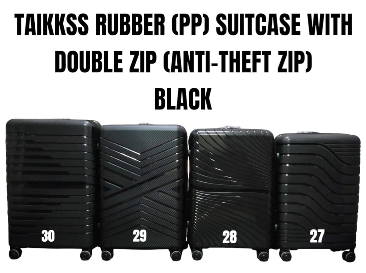 HARD SHELL TRAVEL SUITCASES|  3 In 1 TAIKKSS Safari PP Rubber Suitcase & Anti-Theft  Zipper -  Durable PP hard shell for strong impact resistance,  Perfect for business trips, vacations, and everyday