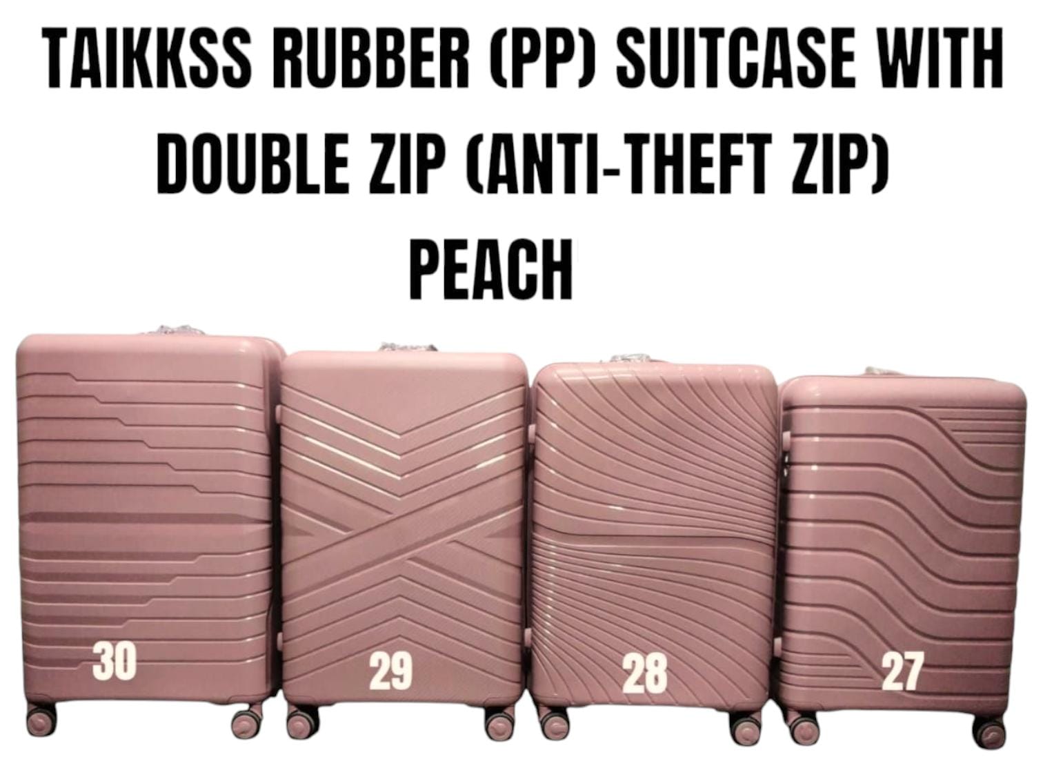 HARD SHELL TRAVEL SUITCASES|  3 In 1 TAIKKSS Safari PP Rubber Suitcase & Anti-Theft  Zipper -  Durable PP hard shell for strong impact resistance,  Perfect for business trips, vacations, and everyday