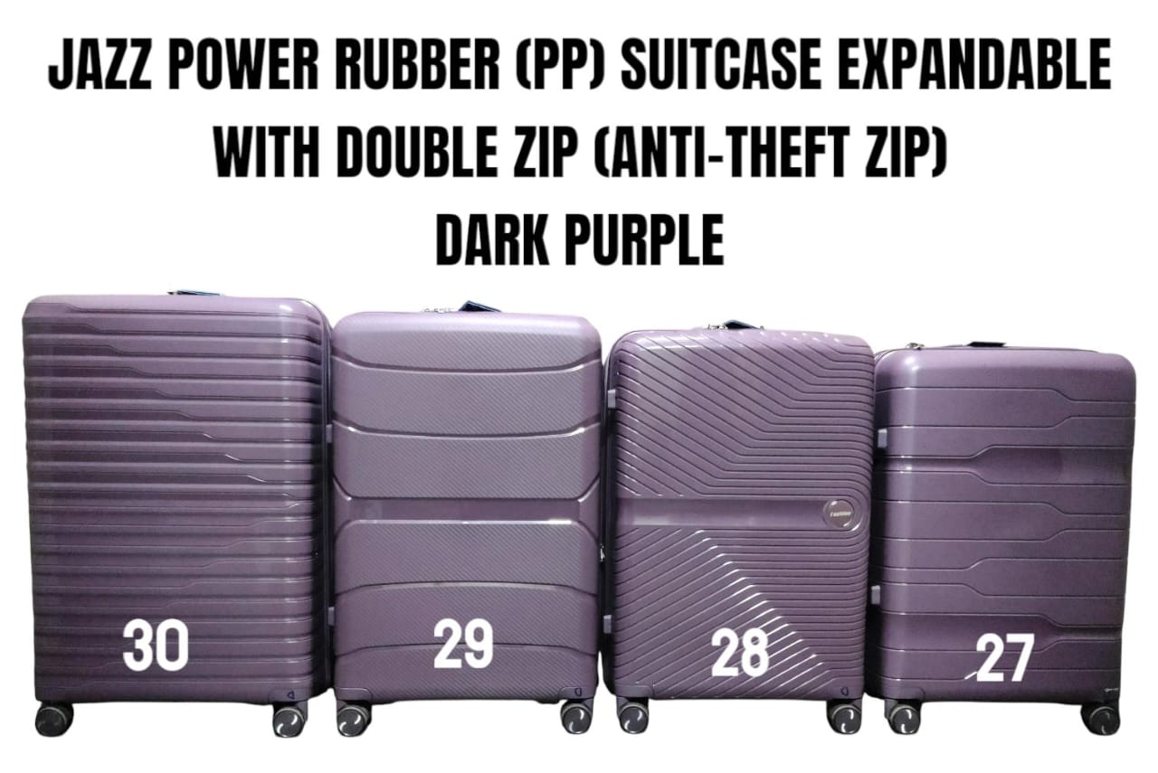 Hard Shell Suitcases | 3 in 1 JAZZ Power PP Suitcase Set With Anti-Theft Double Zipper -  Durable PP hard shell for strong impact protectio, Anti-theft double zipper for extra security.