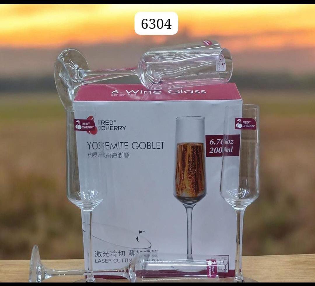 6‑Piece Goblet Wine Glasses – Elegant & Stylish Set,  Elegant design for wine, juice, or beverages, Clear, high‑quality glass construction, Comfortable stemmed grip.