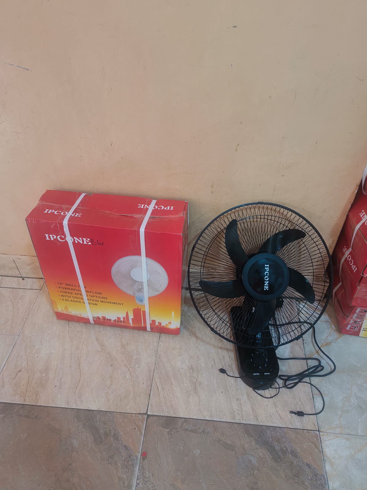 Ipcone Wall Fan 16inches with a Strong Quite Motor. This wall fan  offers execellent cooling effect necessary to have your office, home or workspace cool for your own optimized output.