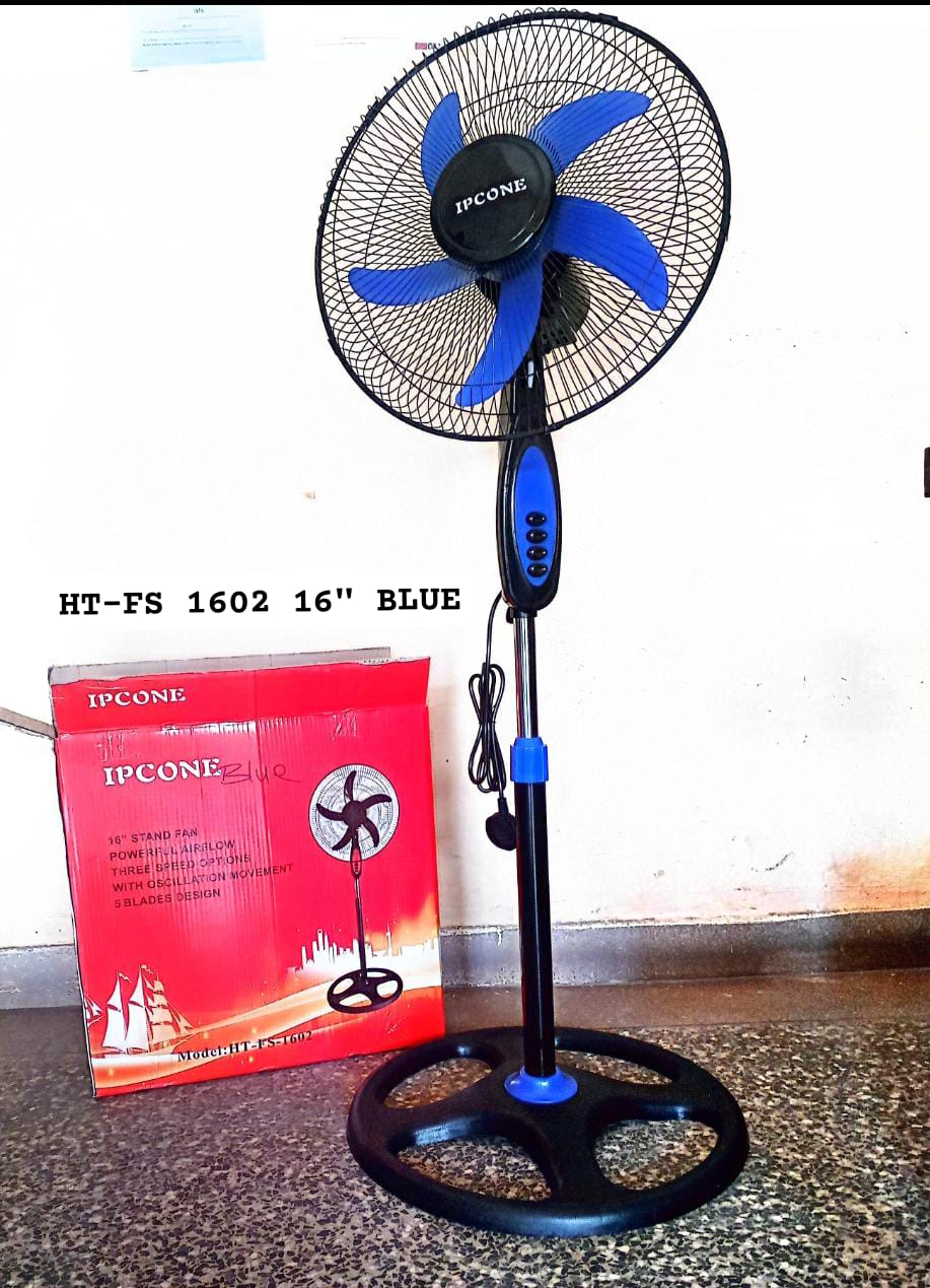 IPCONE 16 Inch Stand Fan -5 Blades. This wall fan is designed with blade fins that provide cool air at all times in any direction‎.‎