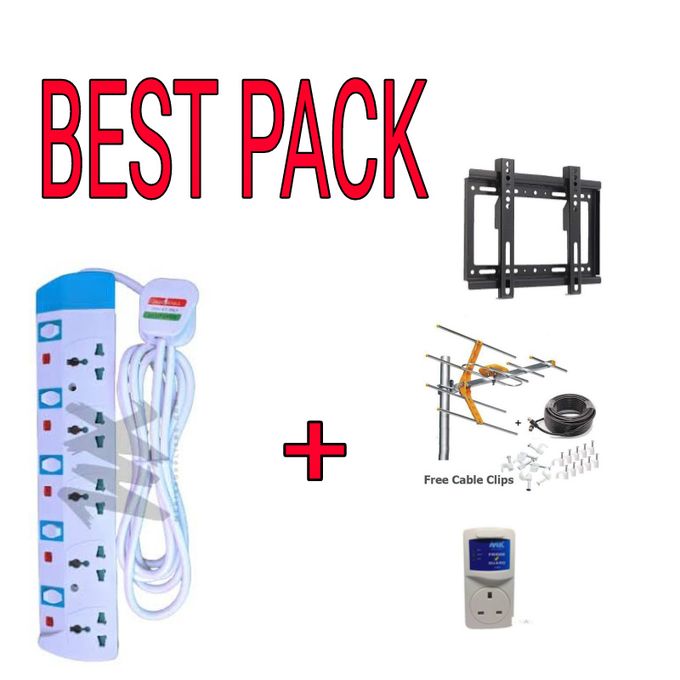 BEST DEALS! Power King Heavy Duty 5 Way,AERIAL,WALL MOUNT,CLIPS,TV GUARD. This Socket Extension Cable is the ideal plug for all your electronics devices ‎‎. Comes with a 3 meter long cable, making it