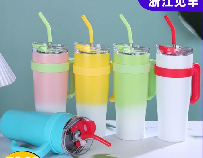 Stanley thermal cup/coffee mug/ice cream mug with handle. This spill-proof coffee mug doubles as water bottle and travel thermos cup, making it ideal for sports, office use, or enjoy