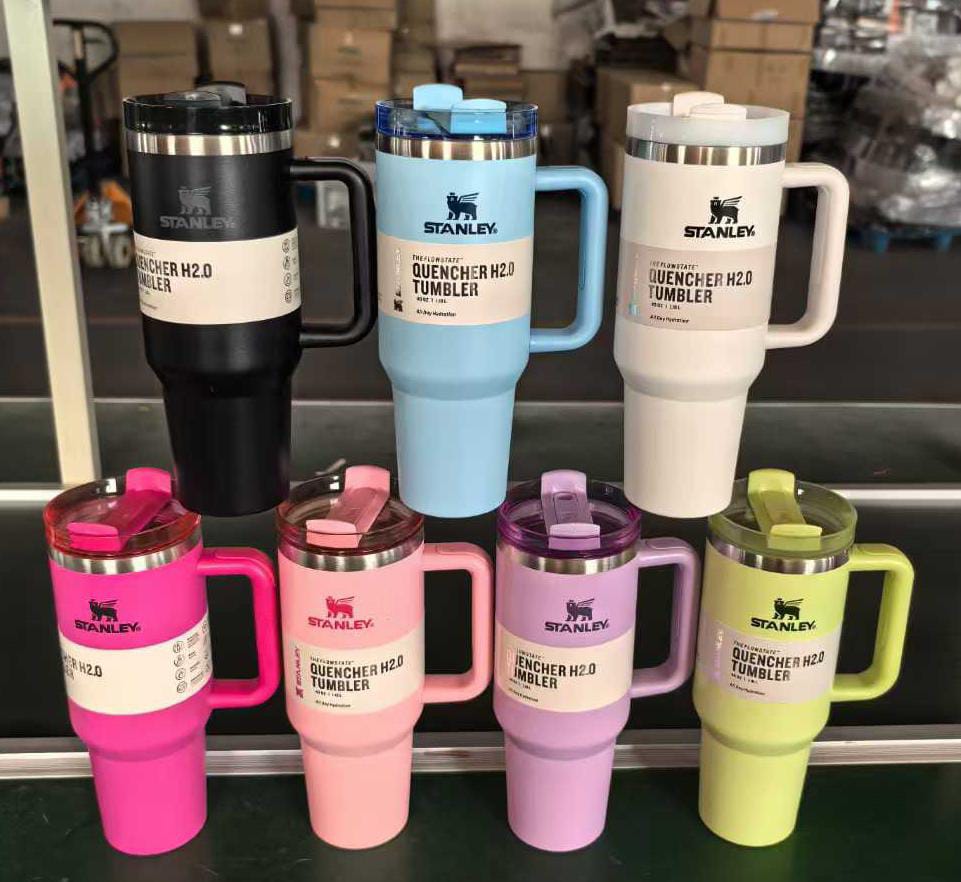 Stanley Baby Pink 1.18 Litres Stainless Steel Tumbler With Handle & Straw Lid, Insulated Reusable Stainless Steel Travel Mug. ALL DAY INSULATION