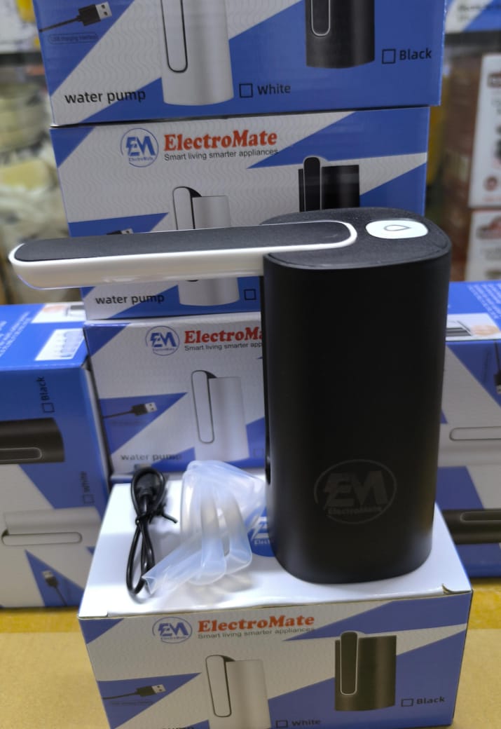 Electromate Foldable rechargeable water pump.Say goodbye to heavy bottle lifting and messy spills with the Foldable Electromate Water Pump Dispenser – the perfect water dispensing solution for homes