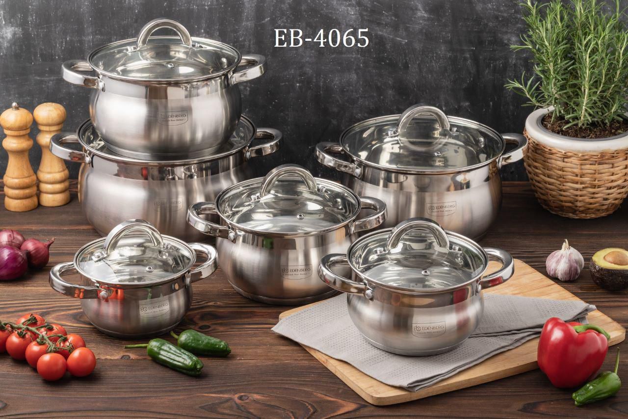 OFFER OFFER !! EDENBERG 12pc Stainless steel Cookware Set Heavy, 12-piece Stainless Steel Quality Cookware Set – Suitable to cook any recipe and selected to handle a large range of kitchen tasks.