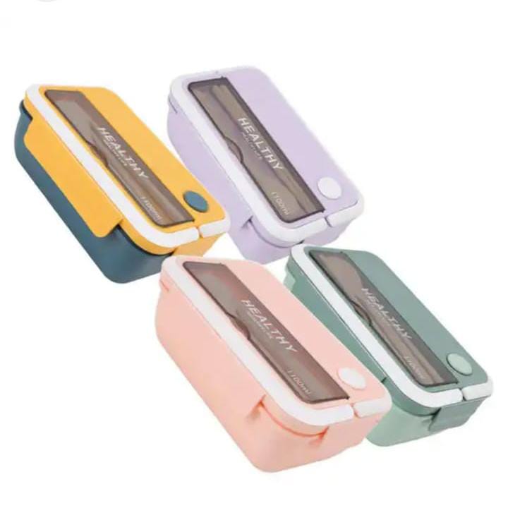 Lunch box snack box for office and travels available Comes with a set of spoon and a folk, compatiment inside