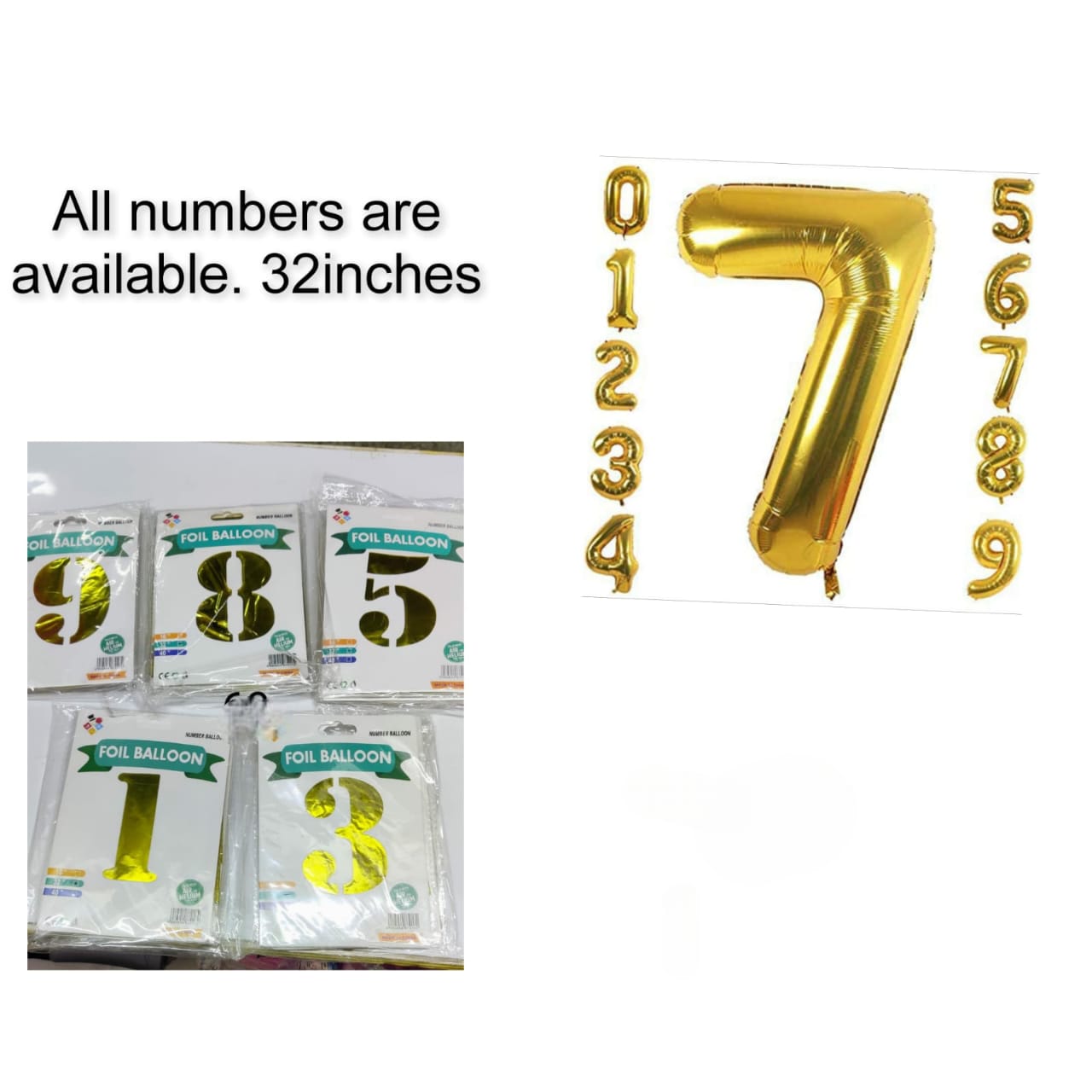 Foil balloon numbers 32 inches gold Birthday and event accessories