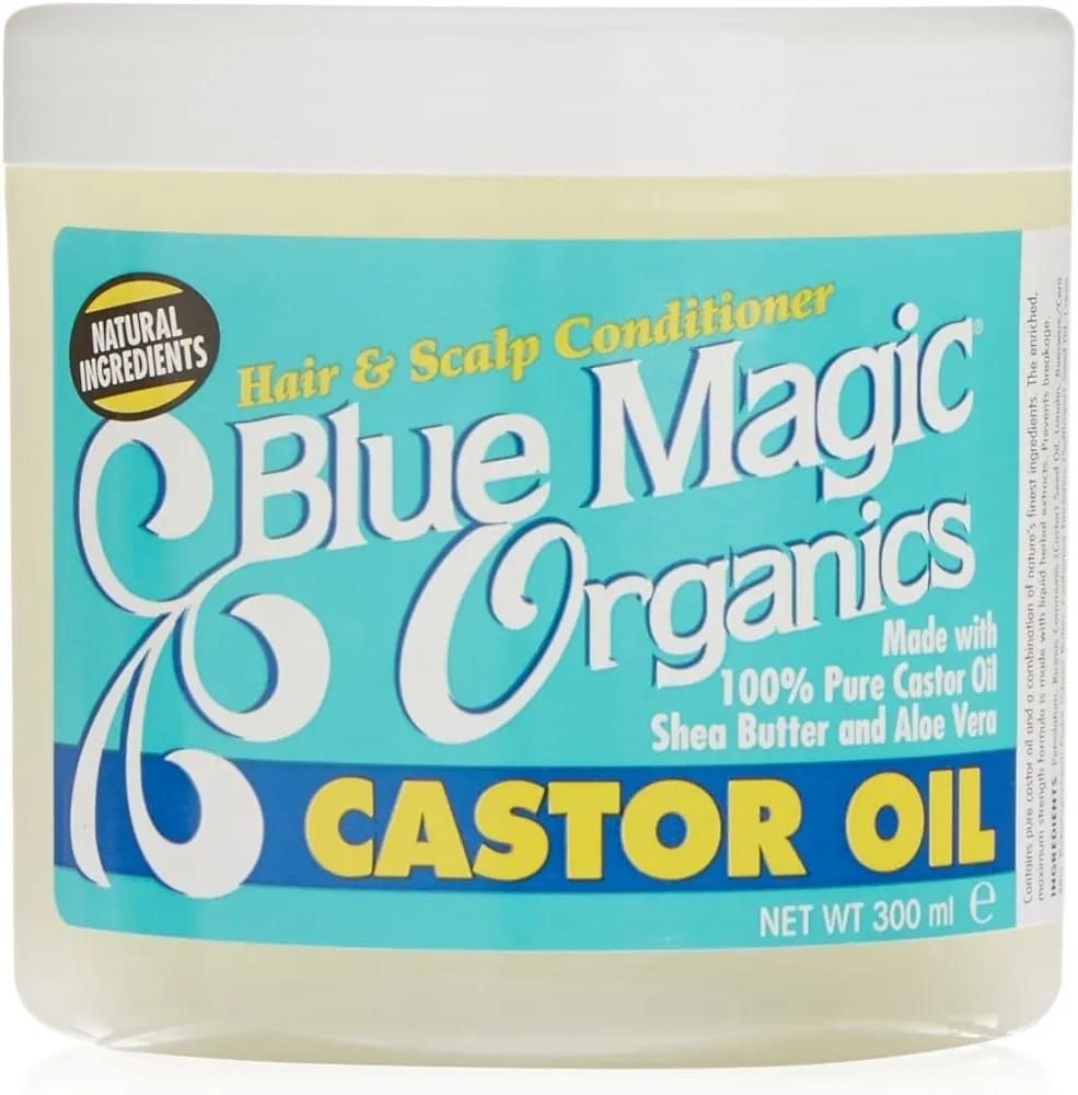Blue magic castor oil hair conditioner.