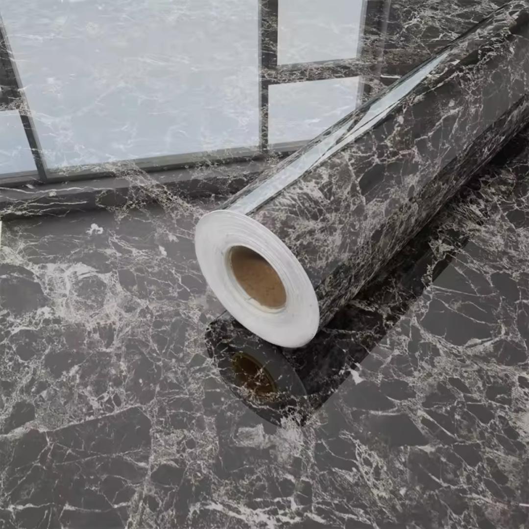 marble  wallpaper / wall stickers dark brown self adhesive 40cm x 2m