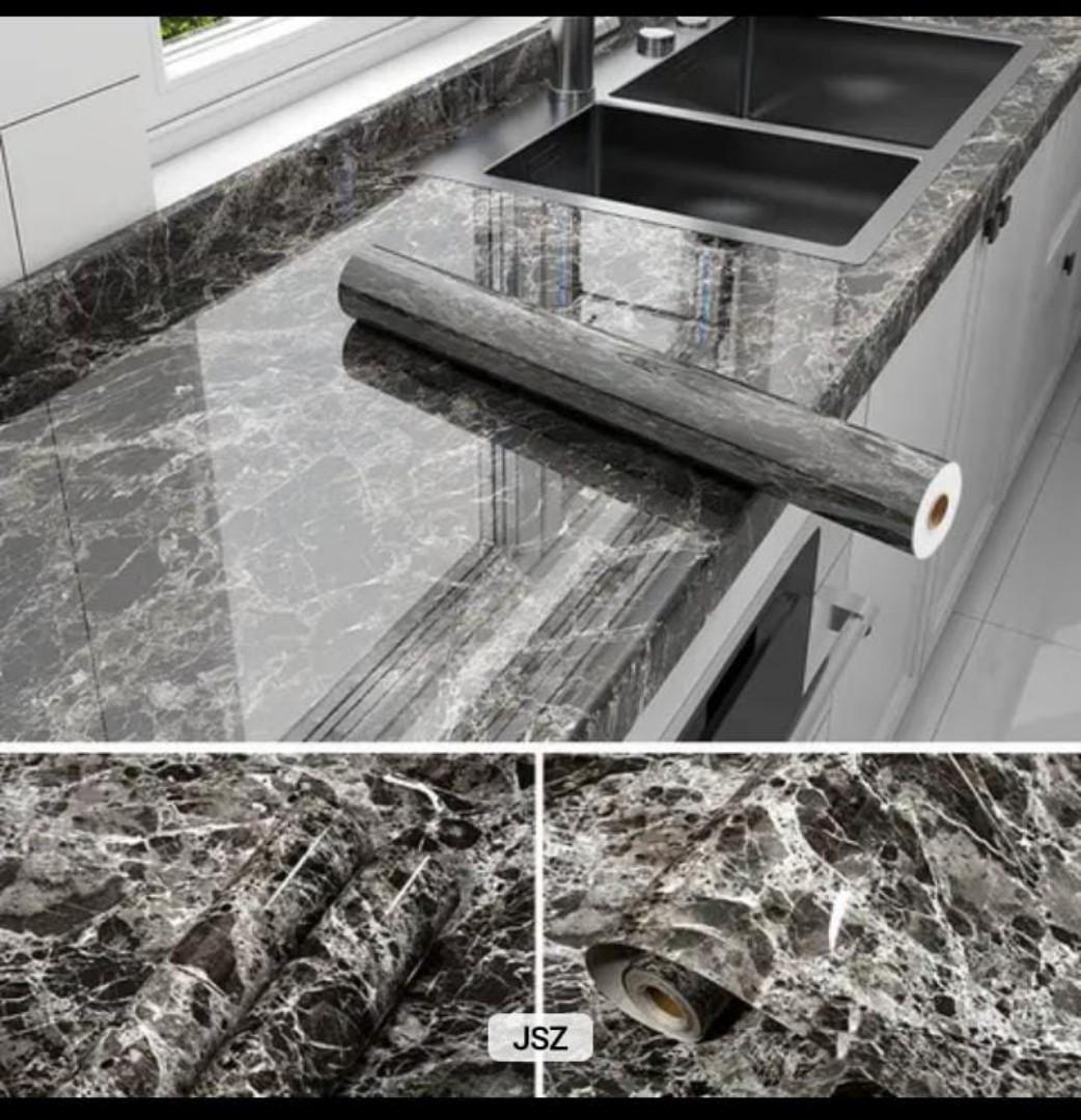 Marble wallpaper 40cmX5 metres Ashy black self adhesive