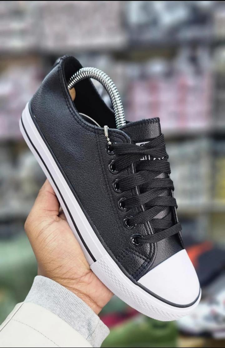 Canvas leather version black white sole rubber shoes