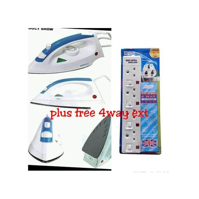 Scarlet Electric Steam Iron Box Plus Free 4-Way Extension