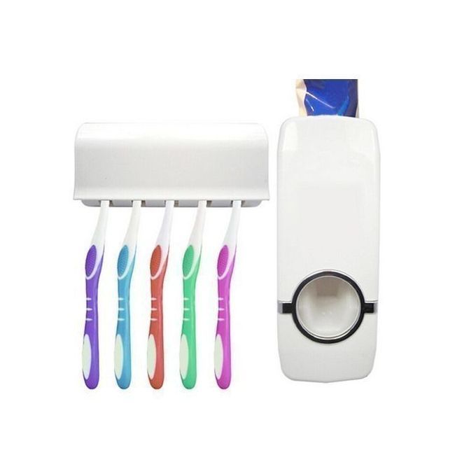 Toothpaste Dispenser + Toothbrush Set