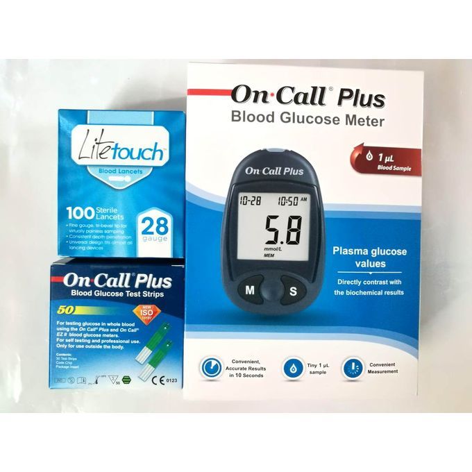 On Call Plus Glucometer With 50 Strips And 100 Lancets
