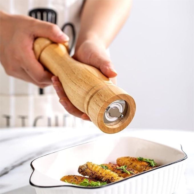 Salt Mill Pepper Grinder Pepper Mill Manual Salt and Pepper Shakers, Refillable Wooden Salt and Pepper Mill Set for Spices Pepper Mills Pepper Grinders (Color : 2pcs)