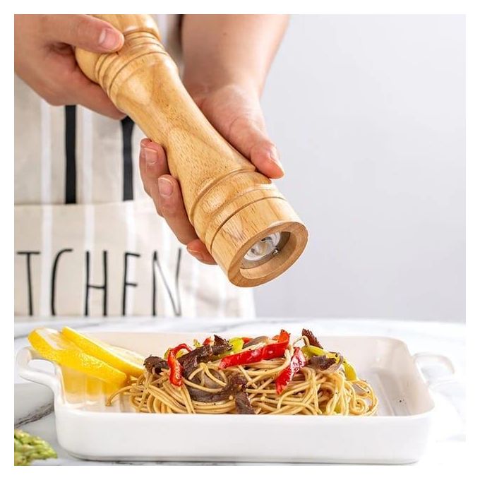 Salt Mill Pepper Grinder Pepper Mill Manual Salt and Pepper Shakers, Refillable Wooden Salt and Pepper Mill Set for Spices Pepper Mills Pepper Grinders (Color : 2pcs)