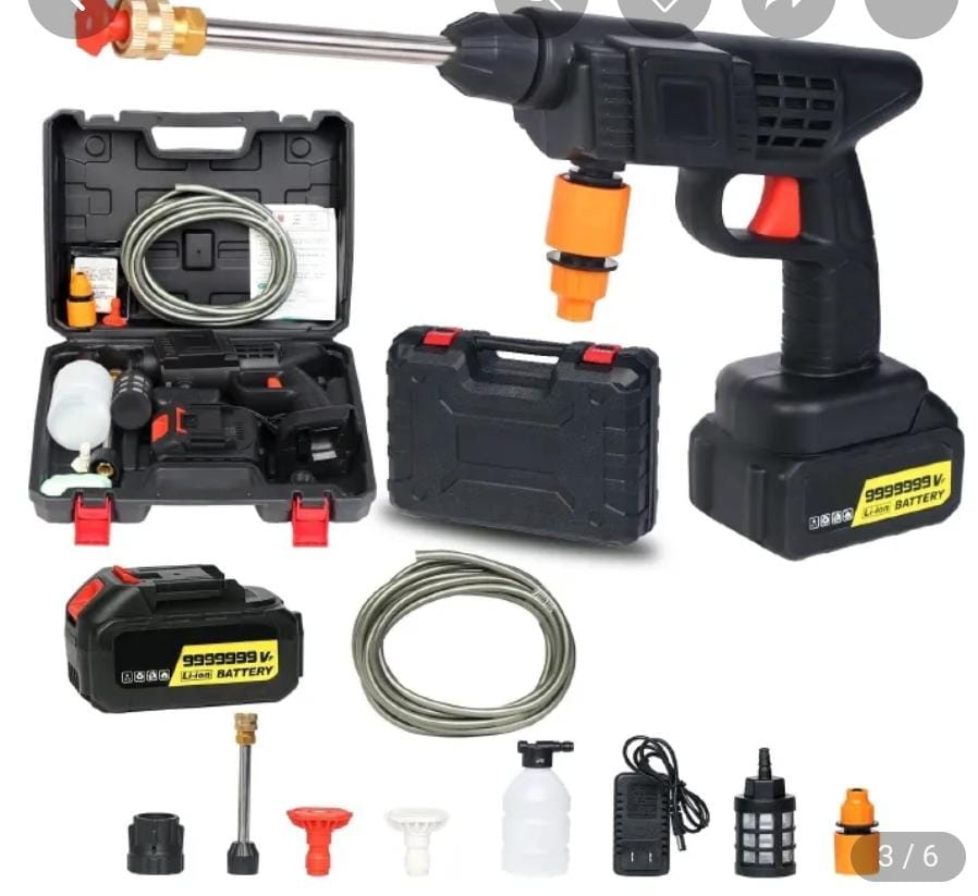 This is a kind of quality high pressure car wash machine, cordless design, lightweight and portable, convenient to use. Copper motor design, with strong impact force, and long working distance. Large