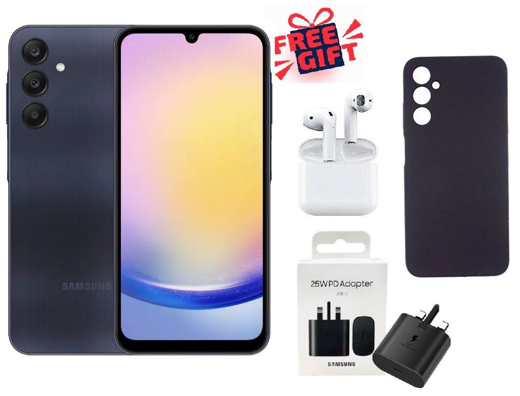 LIMITED OFFER !! BRAND NEW Samsung Galaxy A25 5G, 6.5", 256GB ROM + 8GB RAM (Dual SIM), 5000mAh COMES WITH FREE GIFTS ( AIRPODS + COVER +CHARGING PLUG ) FOR YOU