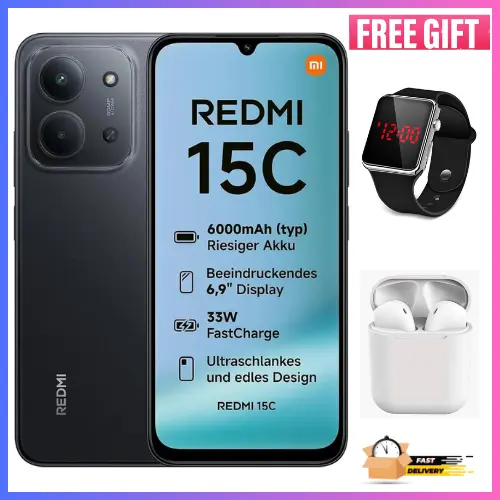 LIMITED OFFERS!!! BRAND NEW REDMI 15C 256GB ROM + 16GB RAM EXPANDABLE 6.9'' LCD 50MP Main Camera 8MP selfie camera 6000mAh 33W Fast Charger Android 15 Side Fingerprint -Smartphones