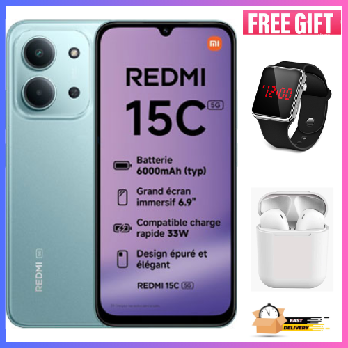 LIMITED OFFERS!!! BRAND NEW REDMI 15C 256GB ROM + 16GB RAM EXPANDABLE 6.9'' LCD 50MP Main Camera 8MP selfie camera 6000mAh 33W Fast Charger Android 15 Side Fingerprint -Smartphones