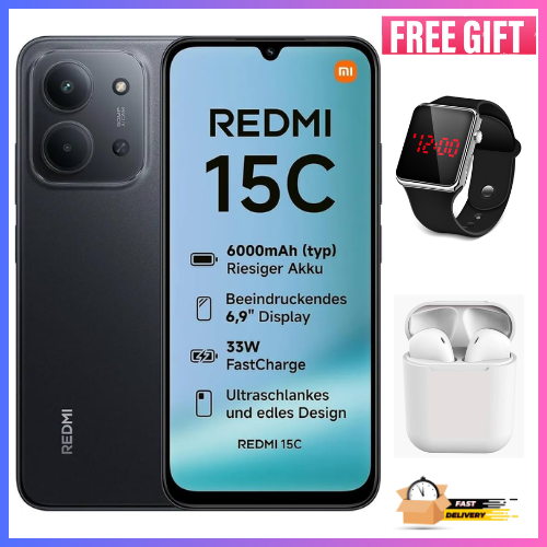 LIMITED OFFERS!!! BRAND NEW REDMI 15C 256GB ROM + 16GB RAM EXPANDABLE 6.9'' LCD 50MP Main Camera 8MP selfie camera 6000mAh 33W Fast Charger Android 15 Side Fingerprint -Smartphones