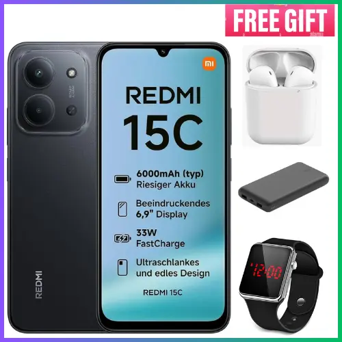LIMITED OFFERS!!! BRAND NEW REDMI 15C 128/256GB ROM + 8GB/16 RAM EXPANDABLE 6.9'' LCD 50MP Main Camera 8MP selfie camera 6000mAh 33W Fast Charger Android 15 Side Fingerprint -Smartphones