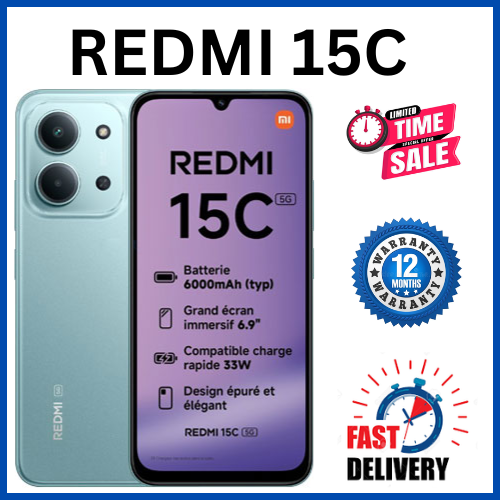LIMITED OFFERS!!! BRAND NEW REDMI 15C 256GB ROM + 16GB RAM EXPANDABLE 6.9'' LCD 50MP Main Camera 8MP selfie camera 6000mAh 33W Fast Charger Android 15 Side Fingerprint -Smartphones