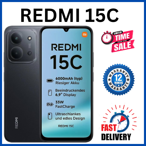 LIMITED OFFERS!!! BRAND NEW REDMI 15C 128GB ROM + 8GB RAM EXPANDABLE 6.9'' LCD 50MP Main Camera 8MP selfie camera 6000mAh 33W Fast Charger Android 15 Side Fingerprint -Smartphones
