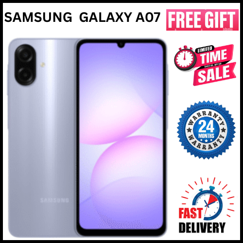 BEST OFFERS🔥🔥🔥 BRAND NEW BRAND NEW SAMSUNG GALAXY A07 128GB+4GB 6.7" 90Hz Display 50MP Rear+8MP Front Cameras 5000mAh Battery 25W Fast Charging IP54 One UI 7 Android 15+(6Years Of OS Update