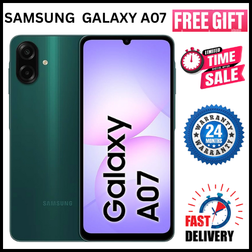 BEST OFFERS🔥🔥🔥 BRAND NEW BRAND NEW SAMSUNG GALAXY A07 128GB+4GB 6.7" 90Hz Display 50MP Rear+8MP Front Cameras 5000mAh Battery 25W Fast Charging IP54 One UI 7 Android 15+(6Years Of OS Update