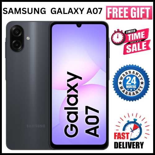 BEST OFFERS🔥🔥🔥 BRAND NEW BRAND NEW SAMSUNG GALAXY A07 128GB+4GB 6.7" 90Hz Display 50MP Rear+8MP Front Cameras 5000mAh Battery 25W Fast Charging IP54 One UI 7 Android 15+(6Years Of OS Update