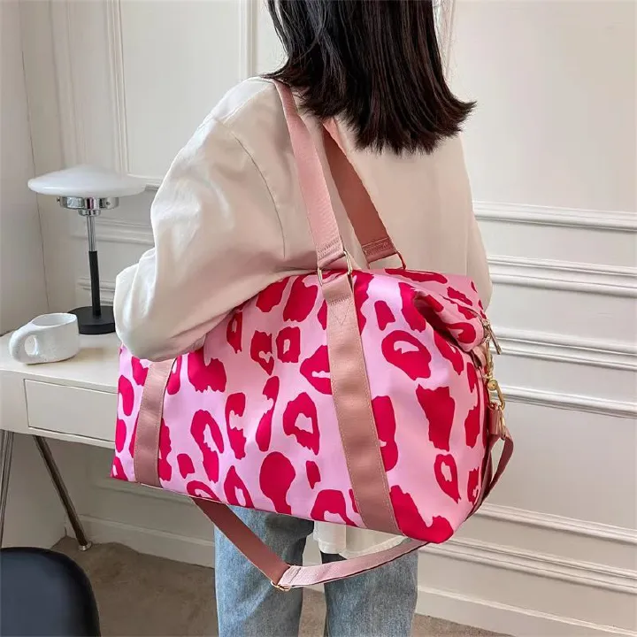 2024 Fashion Travel Bag Short Trip Duffel Bag Large Capacity Cow Print Travel Boarding Bag Light Simple Accommodation Bag Fitness Bag Network Quality First Price Lowest