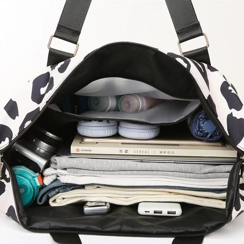 2024 Fashion Travel Bag Short Trip Duffel Bag Large Capacity Cow Print Travel Boarding Bag Light Simple Accommodation Bag Fitness Bag Network Quality First Price Lowest