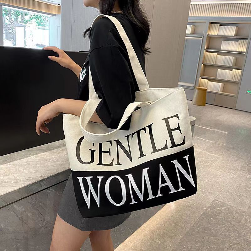 Retro Simple Letter Canvas Bag Female Korean Version Of Casual All-lap Hand Underarm Bag Class Commuting Single Shoulder Tote Bag Whole Network Quality First Service First Price Lowest