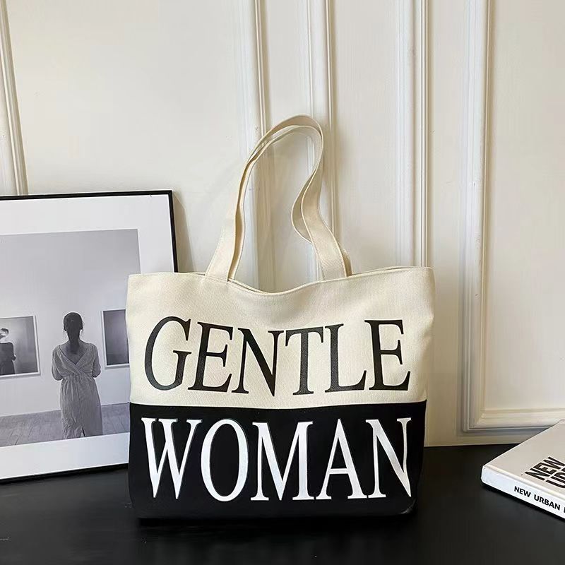 Retro Simple Letter Canvas Bag Female Korean Version Of Casual All-lap Hand Underarm Bag Class Commuting Single Shoulder Tote Bag Whole Network Quality First Service First Price Lowest