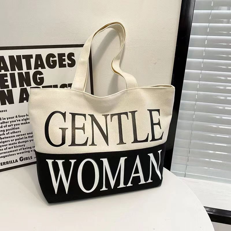 Retro Simple Letter Canvas Bag Female Korean Version Of Casual All-lap Hand Underarm Bag Class Commuting Single Shoulder Tote Bag Whole Network Quality First Service First Price Lowest
