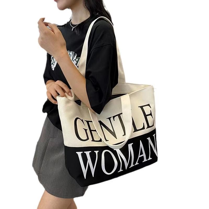 Retro Simple Letter Canvas Bag Female Korean Version Of Casual All-lap Hand Underarm Bag Class Commuting Single Shoulder Tote Bag Whole Network Quality First Service First Price Lowest