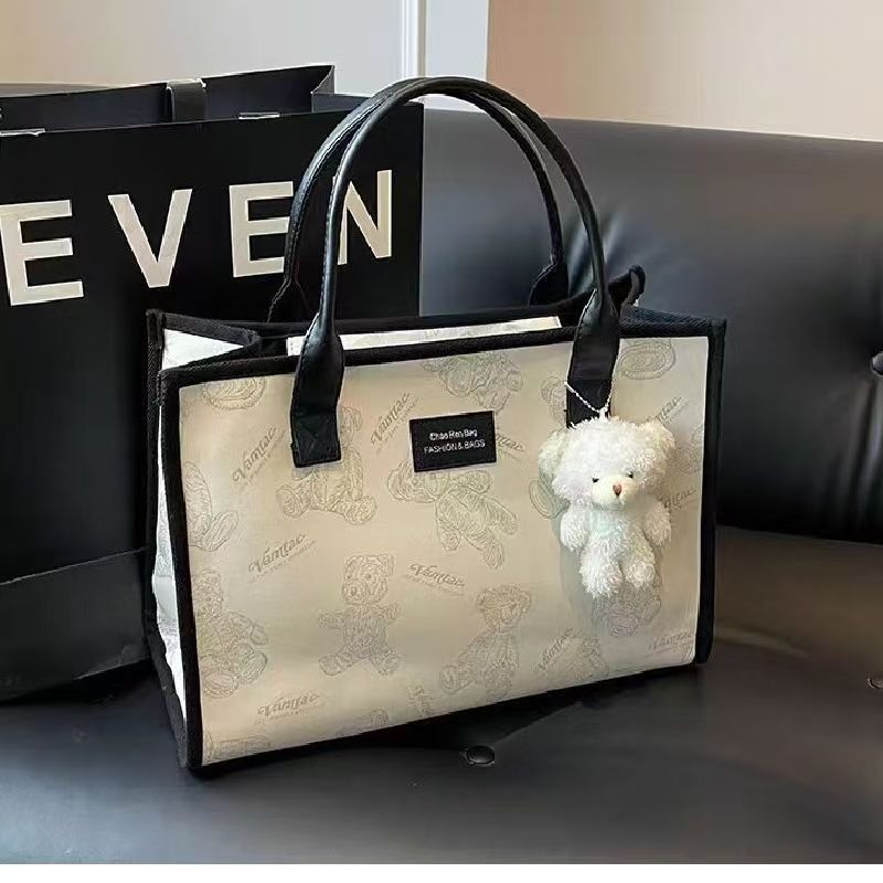 Canvas Large Bag 2024 New Tote Underarm Bag Fashion Commuter Handbag Large Capacity Going Out Mommy Bag Whole Network Quality First Service First