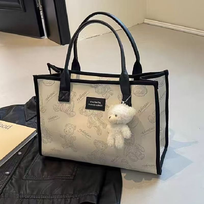 Canvas Large Bag 2024 New Tote Underarm Bag Fashion Commuter Handbag Large Capacity Going Out Mommy Bag Whole Network Quality First Service First