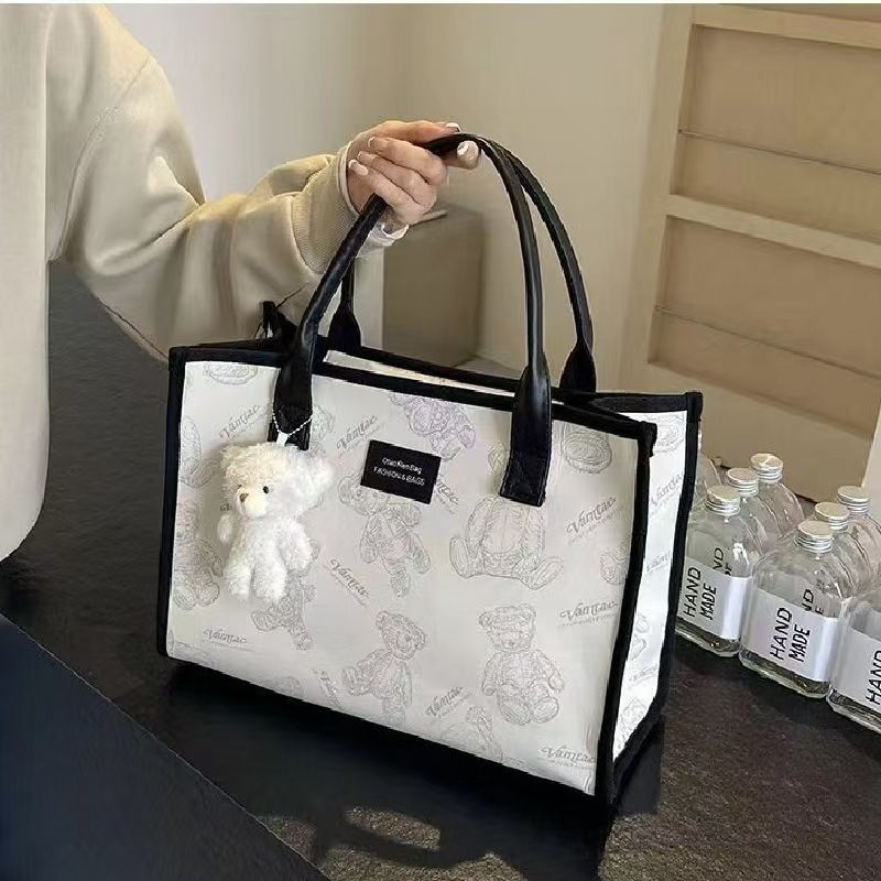 Canvas Large Bag 2024 New Tote Underarm Bag Fashion Commuter Handbag Large Capacity Going Out Mommy Bag Whole Network Quality First Service First