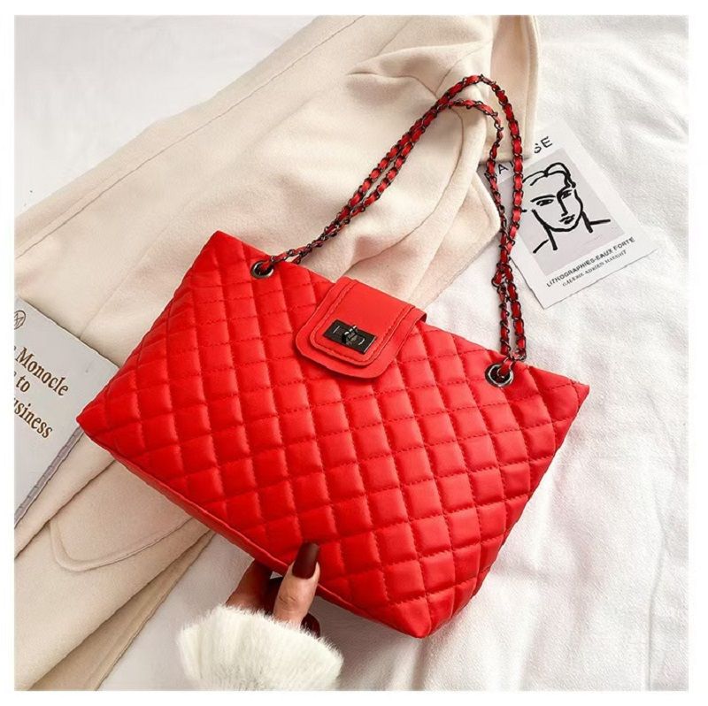 2024 New Fashion Leisure Underarm Bag Diamond Check Embroidered Thread Chain Bag Women's Single Shoulder Oblique Span Tote Bag Women's Whole Network Quality First Service First Price Lowest