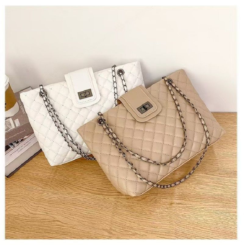 2024 New Fashion Leisure Underarm Bag Diamond Check Embroidered Thread Chain Bag Women's Single Shoulder Oblique Span Tote Bag Women's Whole Network Quality First Service First Price Lowest