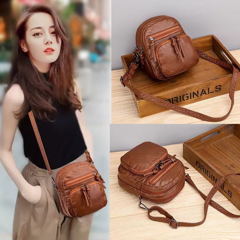 Bag Women 2024 New Shoulder Bag Women Crossbody Soft Leather Retro Multi-layer Mobile Phone Bag Women's Small Bag Tide Network Quality First Price Lowest