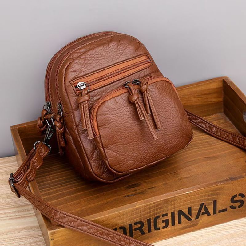 Bag Women 2024 New Shoulder Bag Women Crossbody Soft Leather Retro Multi-layer Mobile Phone Bag Women's Small Bag Tide Network Quality First Price Lowest