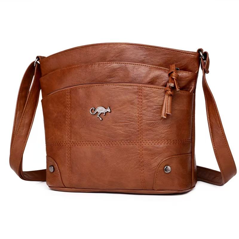 Soft Leather Bag Female Crossbody New Fashion Shoulder Bag Simple European And American Trend Retro Multi-pocket Large Capacity Whole Network Quality First Service First Price Lowest