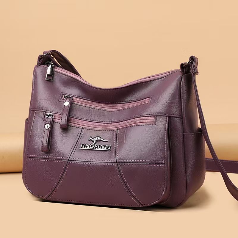 Leather Texture 2025 New Fashion Europe And The United States Soft Leather Multi-layer Large Capacity Single Shoulder Oblique Span Women's Bag The First Quality Of The Network Lowest Price First Servi